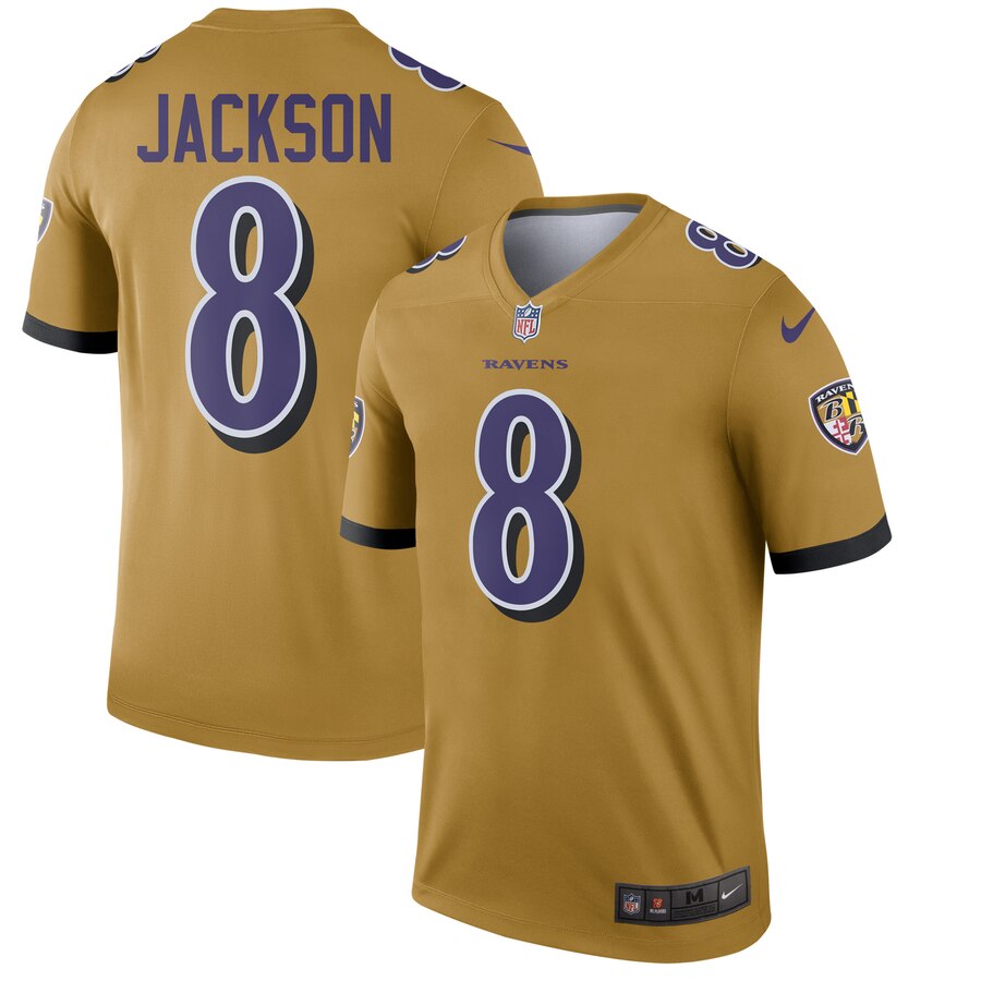 Men Baltimore Ravens 8 Jackson yellow Nike Limited NFL Jerseys